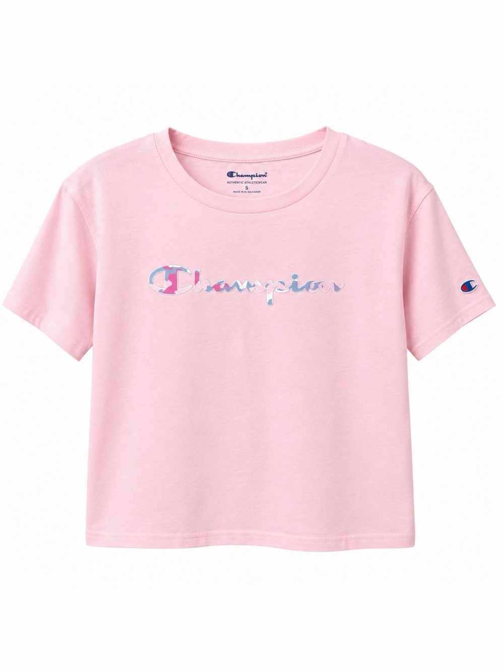 Champion Pink Logo Short Sleeve Tee